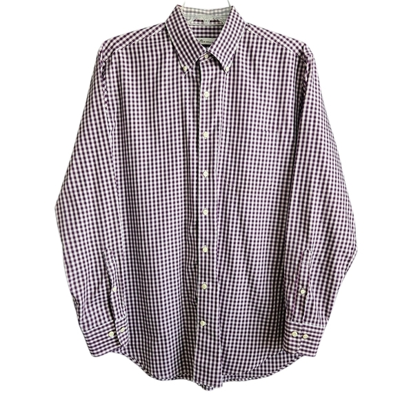 Peter Millar Mens Long Sleeve Purple White Plaid Button Down Size Large - Picture 2 of 10